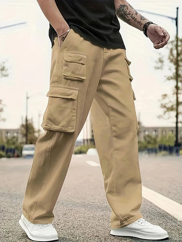 AIDASE  -  Spring Fall Fashion Loose Multi Pockets Cargo Pants Men Streetwear Vintage Trousers Outdoor Casual Solid Color Mens Pants aidase-shop
